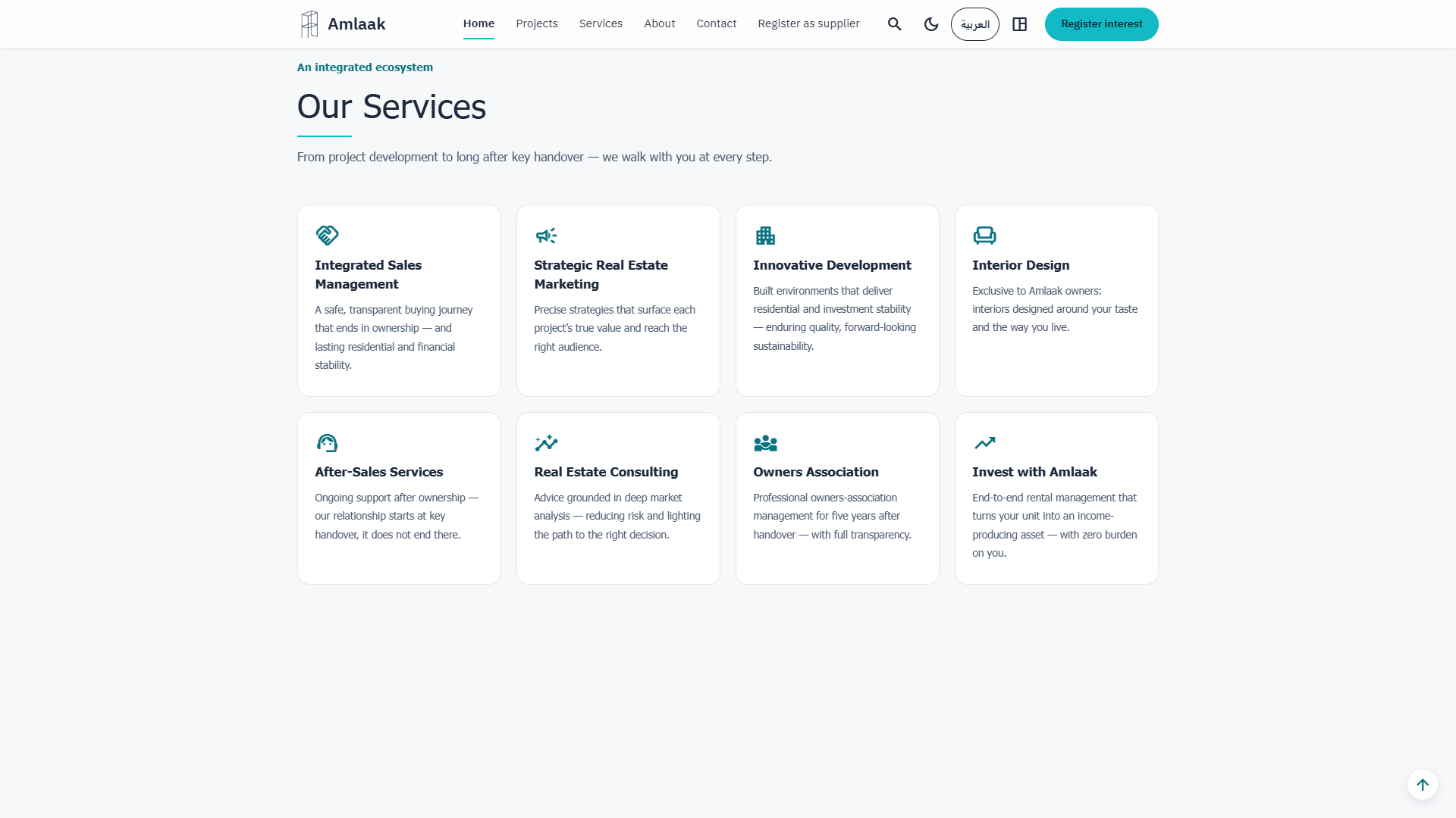Home page services grid