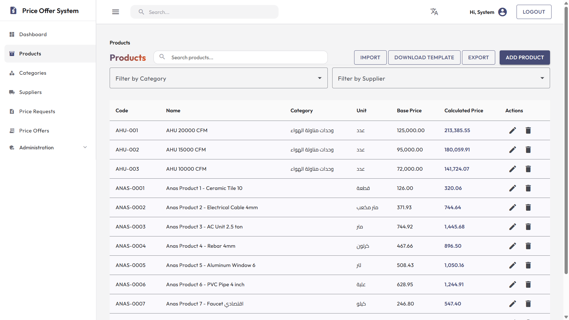 APS - Automated Price Offer System